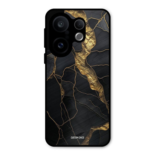 Golden Black Stone Vivo X200 FE Mobile Back Cover - Aesthetic PrintShield Case