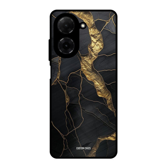 Golden Black Stone Poco C71 Mobile Back Cover - Aesthetic PrintShield Case