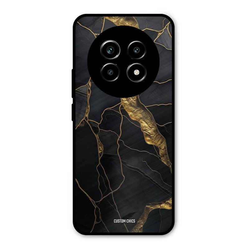 Golden Black Stone Realme 14 Pro lite Mobile Back Cover - Aesthetic PrintShield Case