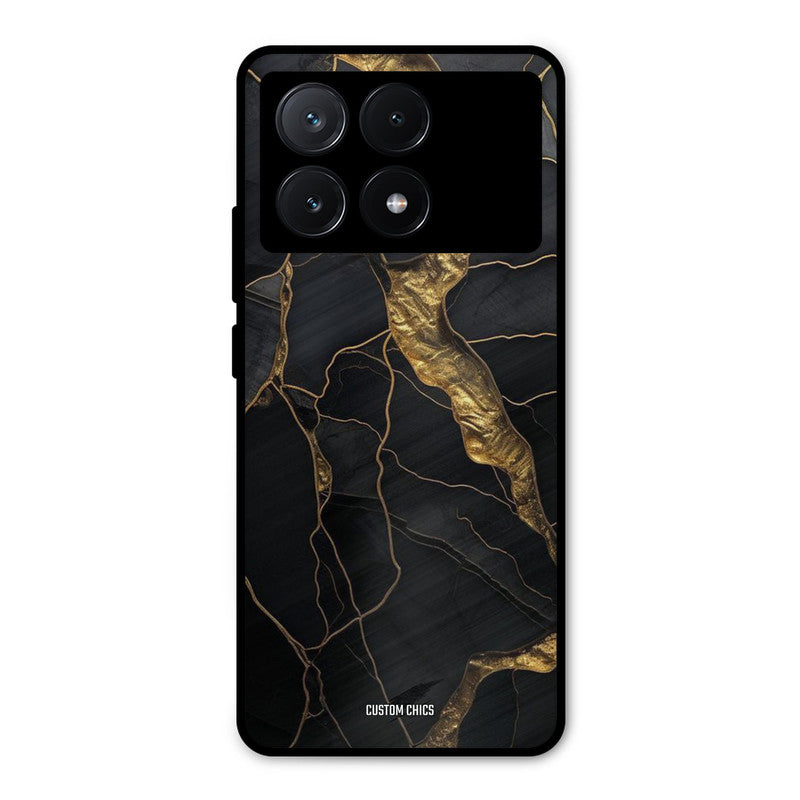 Golden Black Stone Poco X6 Pro Mobile Back Cover - Aesthetic PrintShield Case
