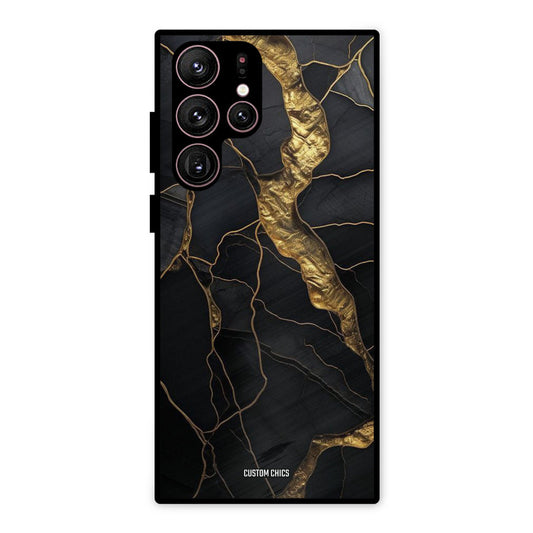 Golden Black Stone Samsung Galaxy S22 Ultra Mobile Back Cover - Aesthetic PrintShield Case