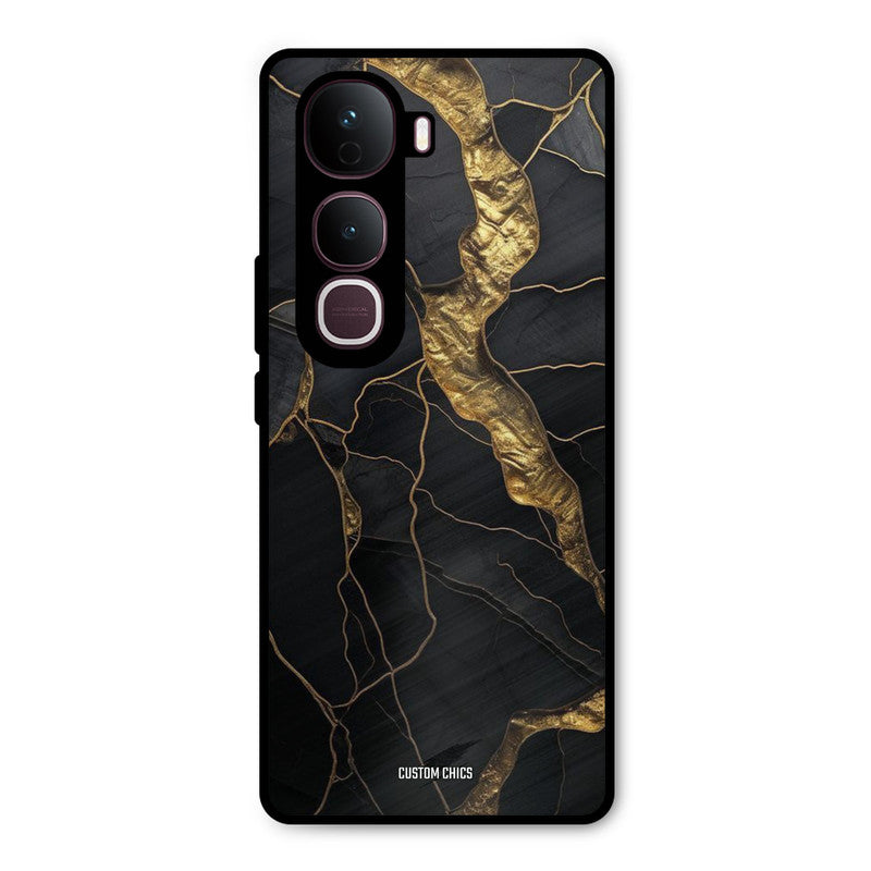 Golden Black Stone Vivo Y400 Pro Mobile Back Cover - Aesthetic PrintShield Case