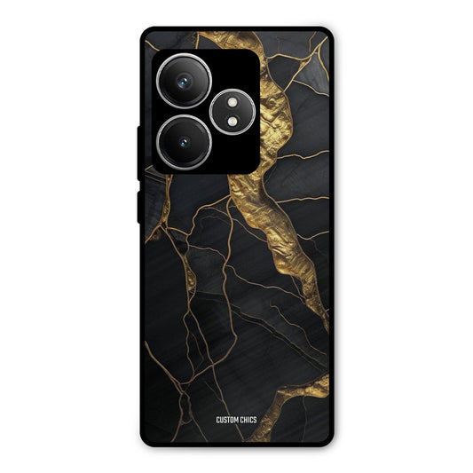 Golden Black Stone Realme GT 6T Mobile Back Cover - Aesthetic PrintShield Case