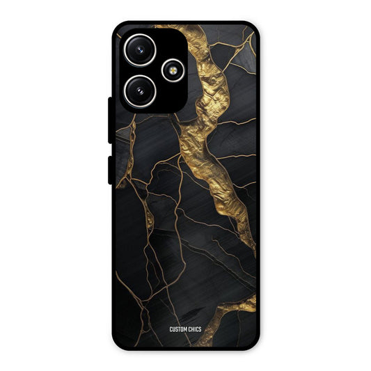 Golden Black Stone Redmi 12 5G Mobile Back Cover - Aesthetic PrintShield Case