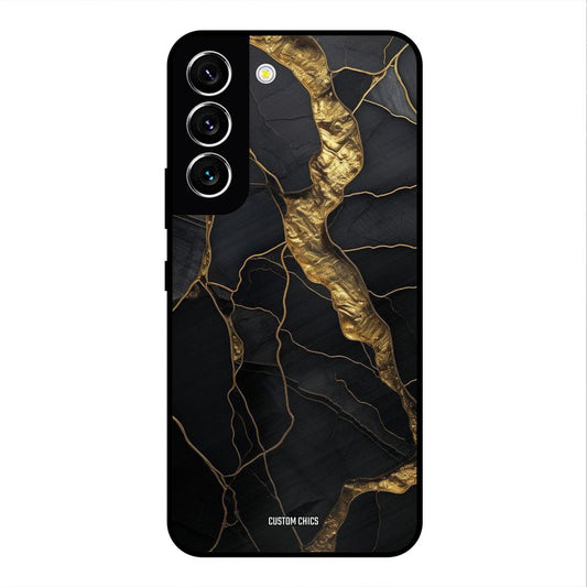 Golden Black Stone Samsung Galaxy S22 Mobile Back Cover - Aesthetic PrintShield Case
