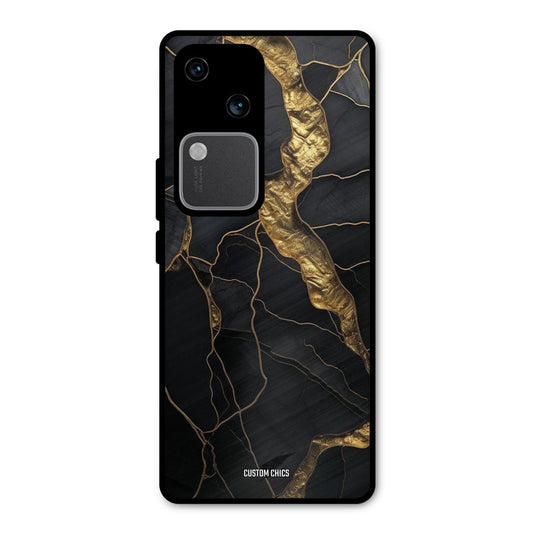 Golden Black Stone Vivo V30 Mobile Back Cover - Aesthetic PrintShield Case