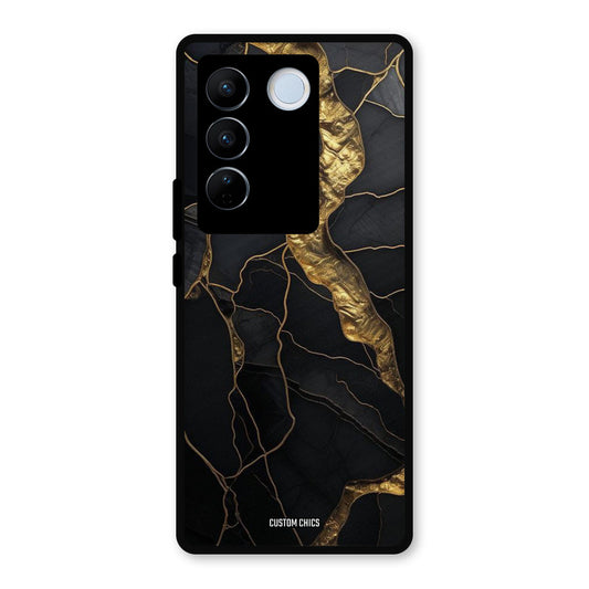 Golden Black Stone Vivo V27 Pro Mobile Back Cover - Aesthetic PrintShield Case