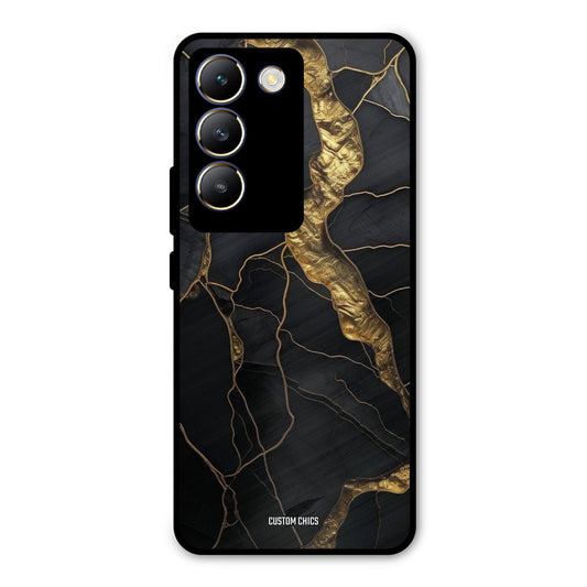 Golden Black Stone Vivo Y200e Mobile Back Cover - Aesthetic PrintShield Case