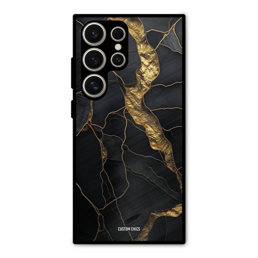 Golden Black Stone Samsung Galaxy S24 Ultra Mobile Back Cover - Aesthetic PrintShield Case