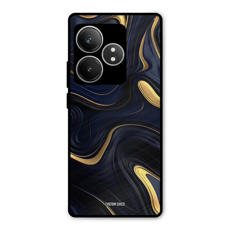 Golden Blue Paint Realme GT 6T Mobile Back Cover - Aesthetic PrintShield Case