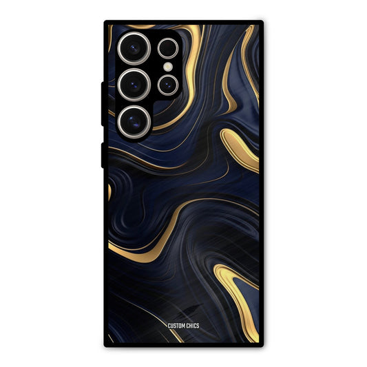 Golden Blue Paint Samsung Galaxy S24 Ultra Mobile Back Cover - Aesthetic PrintShield Case