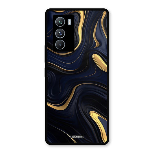 Golden Blue Paint iQOO 9SE Mobile Back Cover - Aesthetic PrintShield Case