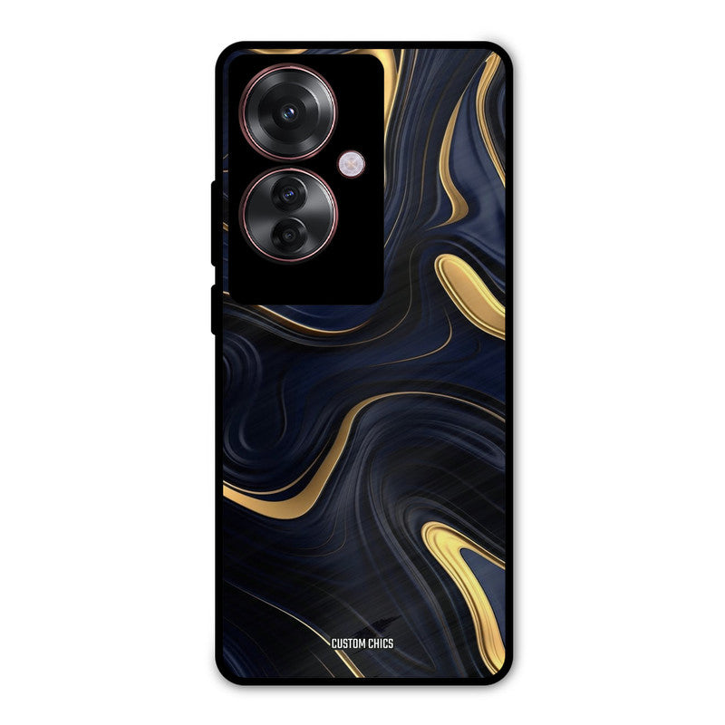 Golden Blue Paint Oppo F25 Pro Mobile Back Cover - Aesthetic PrintShield Case