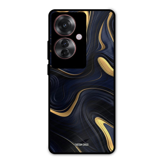 Golden Blue Paint Oppo F25 Pro Mobile Back Cover - Aesthetic PrintShield Case