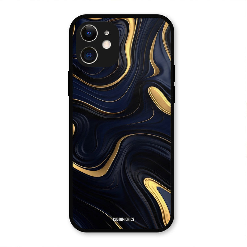 Golden Blue Paint IPhone 12 Mobile Back Cover - Aesthetic PrintShield Case