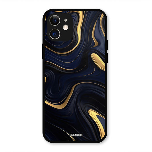 Golden Blue Paint IPhone 12 Mobile Back Cover - Aesthetic PrintShield Case