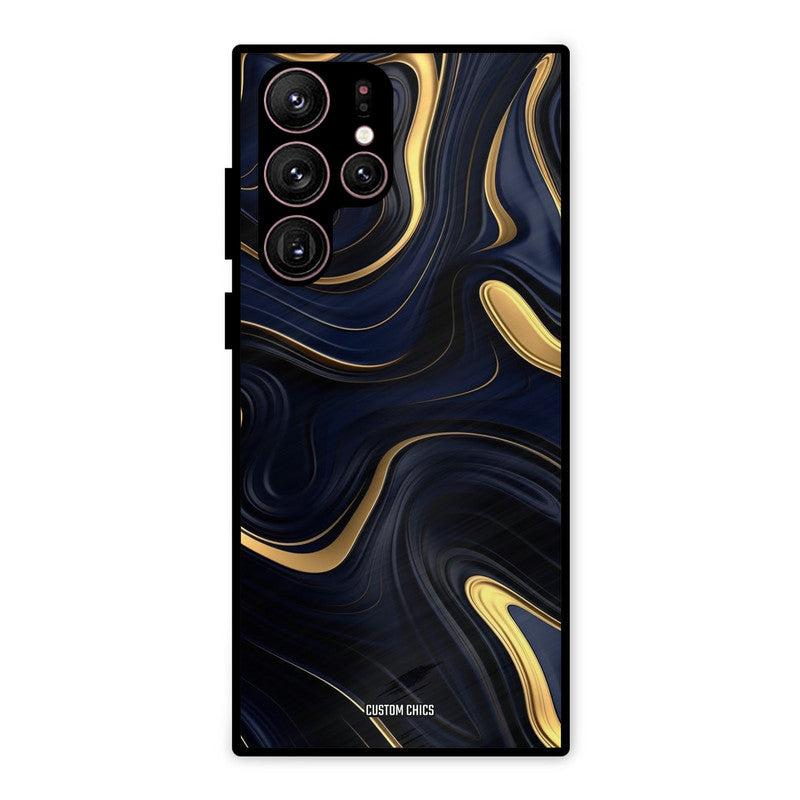 Golden Blue Paint Samsung Galaxy S22 Ultra Mobile Back Cover - Aesthetic PrintShield Case
