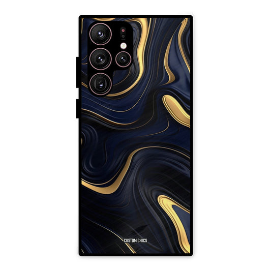 Golden Blue Paint Samsung Galaxy S22 Ultra Mobile Back Cover - Aesthetic PrintShield Case