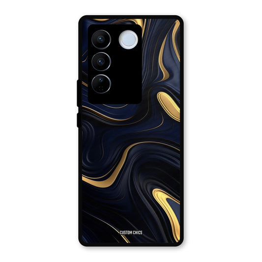 Golden Blue Paint Vivo V27 Pro Mobile Back Cover - Aesthetic PrintShield Case