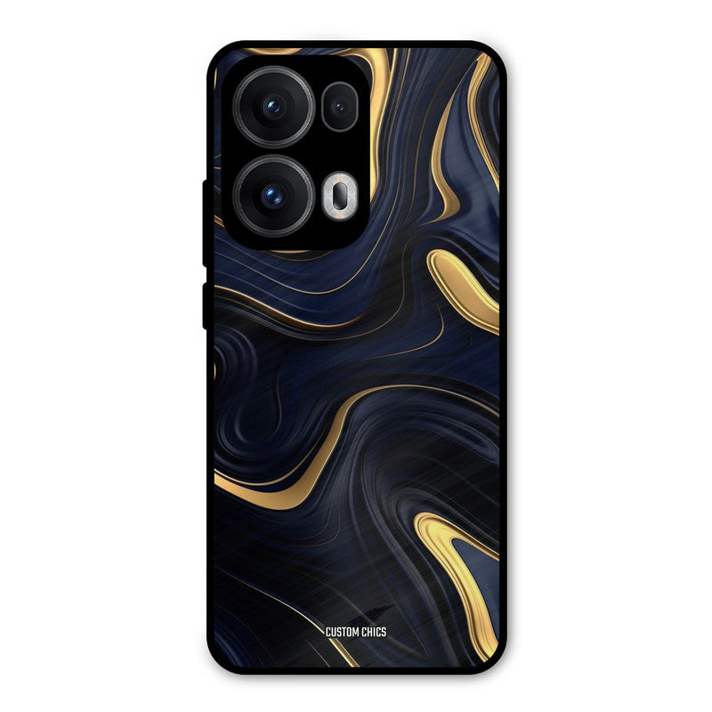 Golden Blue Paint Oppo Reno 13 Pro 5G Mobile Back Cover - Aesthetic PrintShield Case