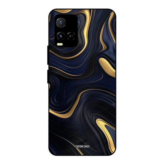 Golden Blue Paint Vivo Y33s Mobile Back Cover - Aesthetic PrintShield Case