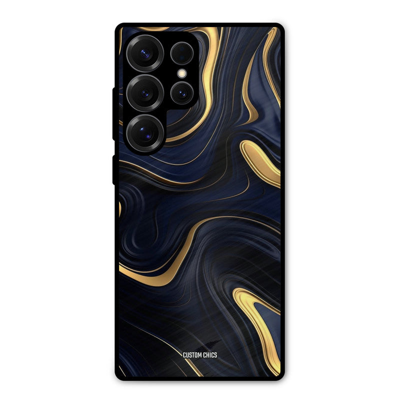 Golden Blue Paint Samsung Galaxy S25 Ultra Mobile Back Cover - Aesthetic PrintShield Case