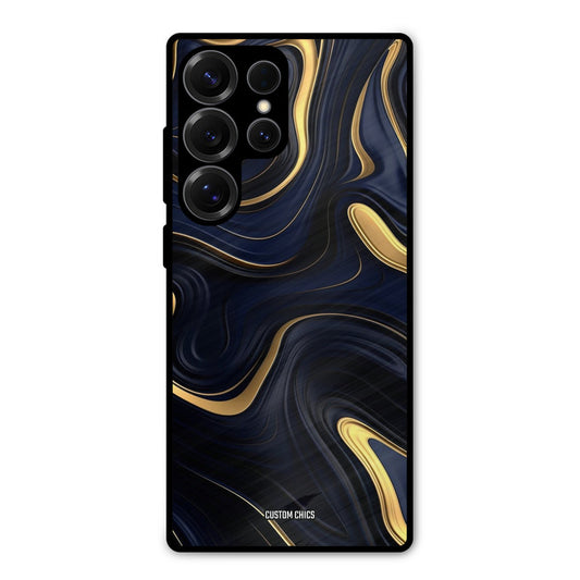 Golden Blue Paint Samsung Galaxy S25 Ultra Mobile Back Cover - Aesthetic PrintShield Case