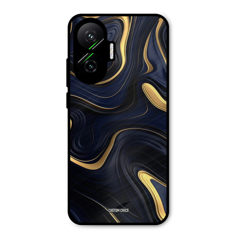 Golden Blue Paint Poco F7 5G Mobile Back Cover - Aesthetic PrintShield Case