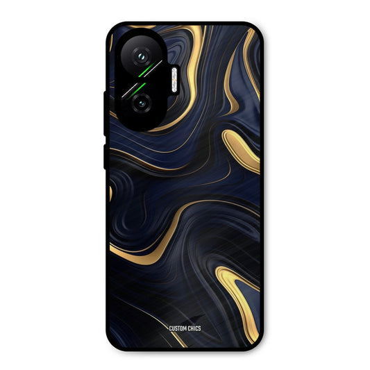 Golden Blue Paint Poco F7 5G Mobile Back Cover - Aesthetic PrintShield Case