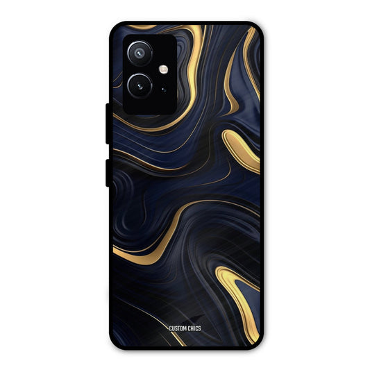 Golden Blue Paint Vivo Y75 5G Mobile Back Cover - Aesthetic PrintShield Case