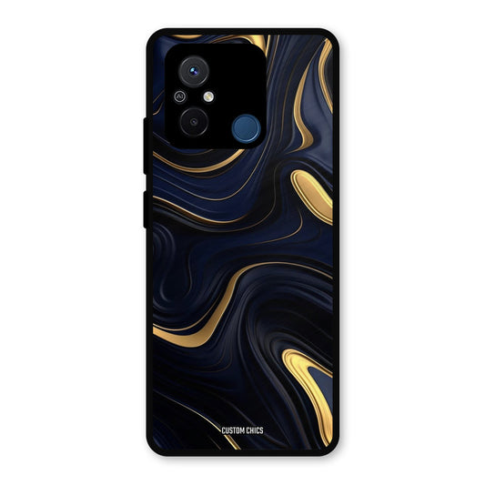 Golden Blue Paint Redmi 12c Mobile Back Cover - Aesthetic PrintShield Case