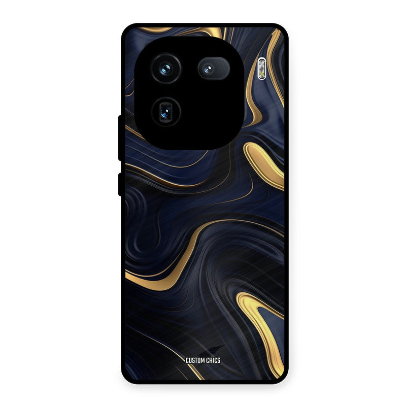 Golden Blue Paint iQOO 12 Mobile Back Cover - Aesthetic PrintShield Case