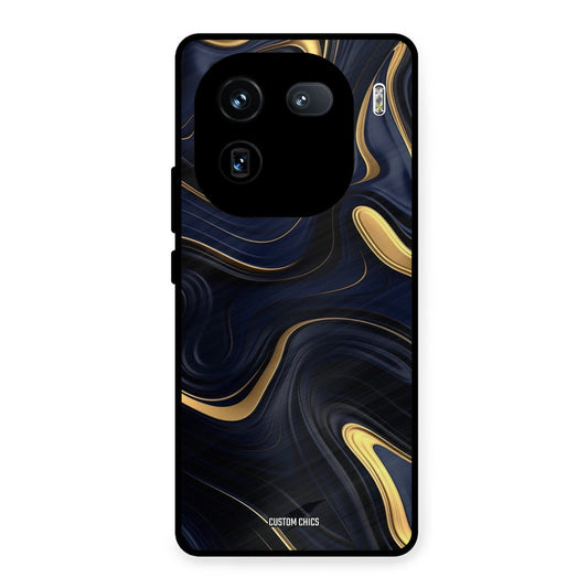 Golden Blue Paint iQOO 12 Mobile Back Cover - Aesthetic PrintShield Case