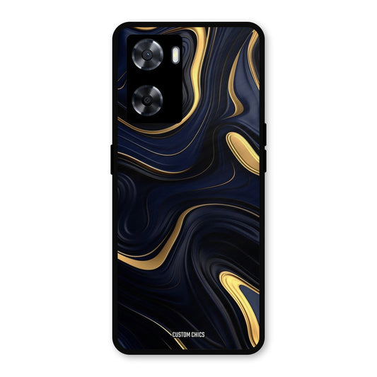 Golden Blue Paint Oppo A57 2022 Mobile Back Cover - Aesthetic PrintShield Case