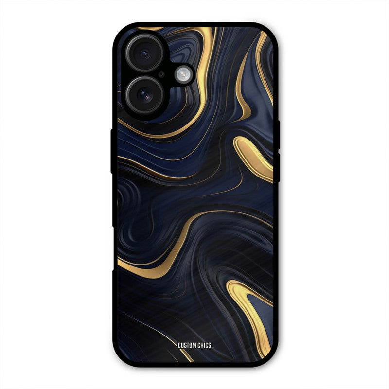 Golden Blue Paint iPhone 16 Mobile Back Cover - Aesthetic PrintShield Case