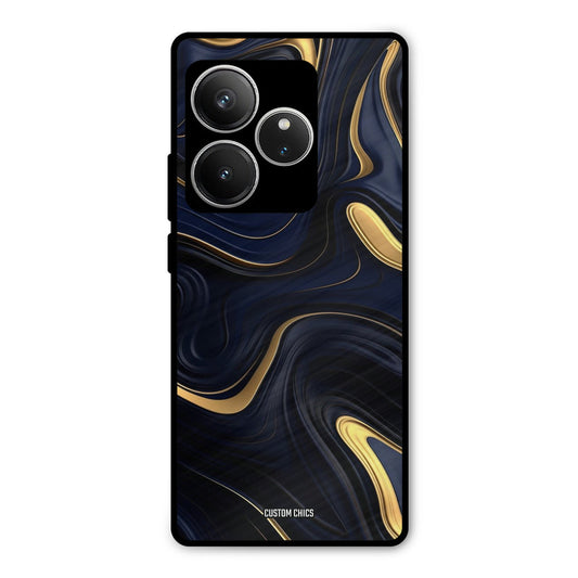 Golden Blue Paint Realme GT 6 Mobile Back Cover - Aesthetic PrintShield Case