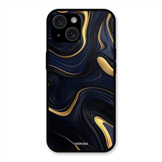 Golden Blue Paint iPhone 15 Plus Mobile Back Cover - Aesthetic PrintShield Case