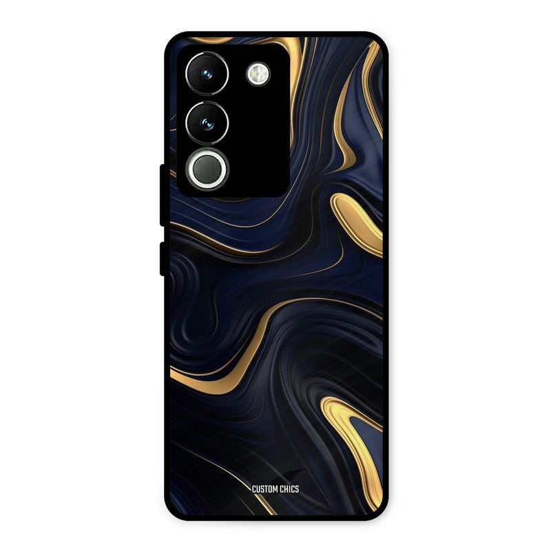 Golden Blue Paint Vivo Y200 Mobile Back Cover - Aesthetic PrintShield Case
