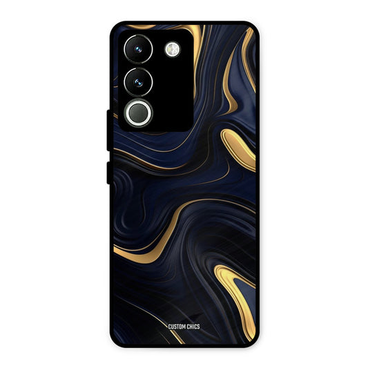 Golden Blue Paint Vivo Y200 Mobile Back Cover - Aesthetic PrintShield Case