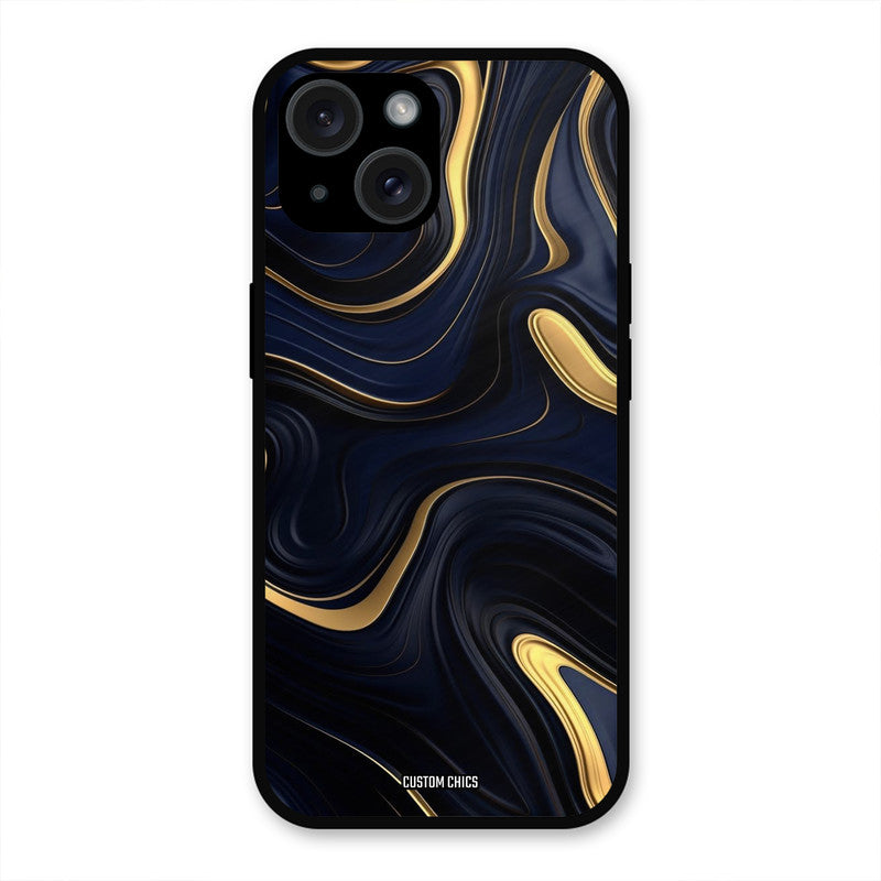 Golden Blue Paint iPhone 15 Mobile Back Cover - Aesthetic PrintShield Case