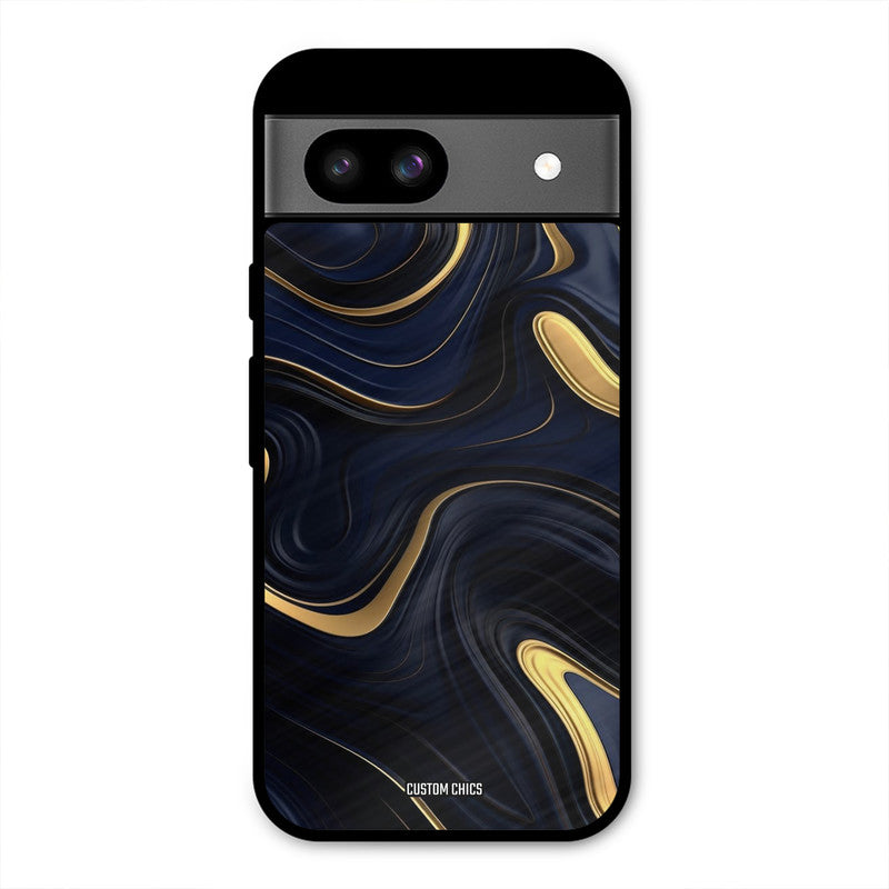Golden Blue Paint Google Pixel 8a Mobile Back Cover - Aesthetic PrintShield Case