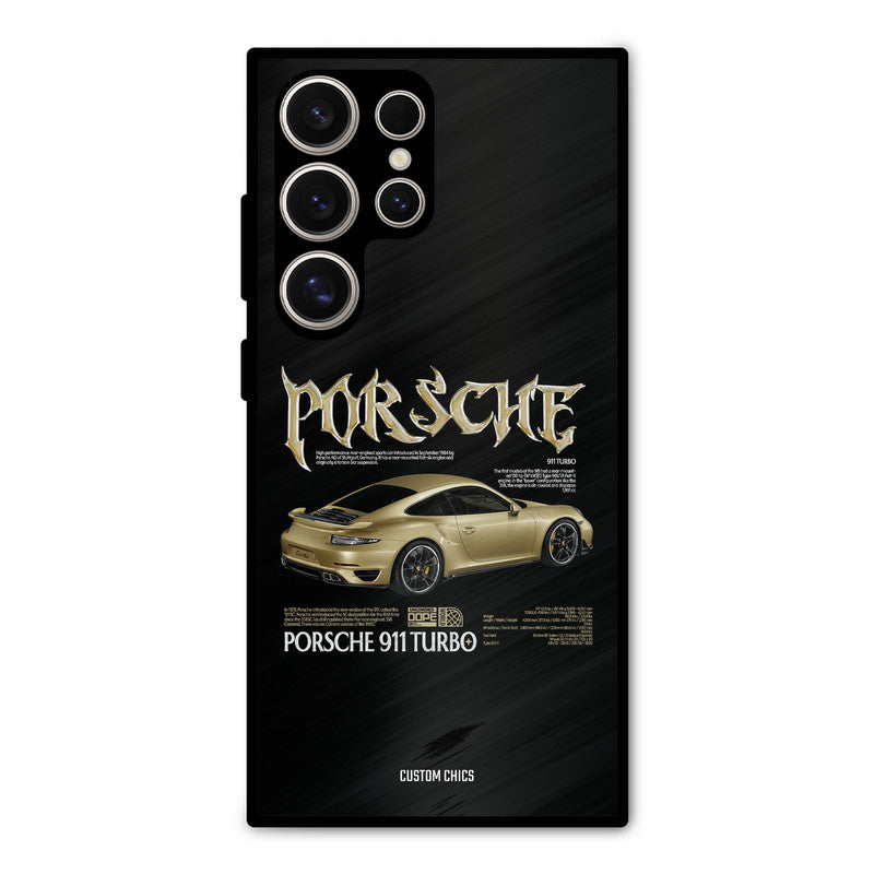 Golden Porsche Samsung Galaxy S24 Ultra Mobile Back Cover - Car&Bike PrintShield Case