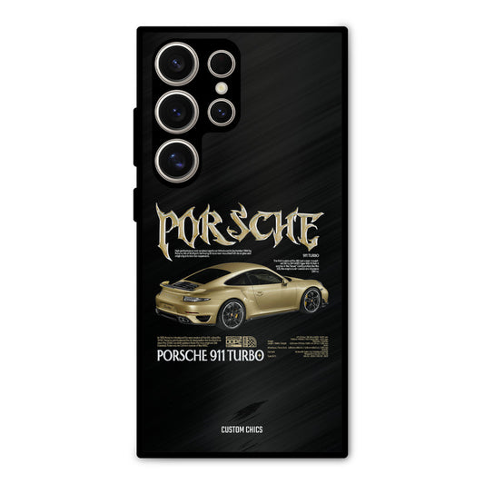 Golden Porsche Samsung Galaxy S24 Ultra Mobile Back Cover - Car&Bike PrintShield Case