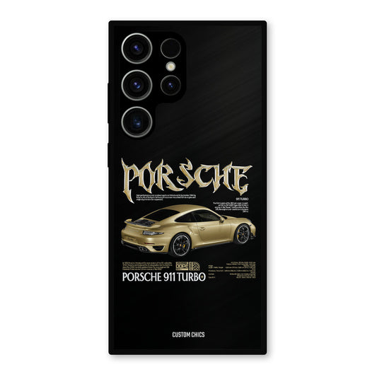 Golden Porsche Samsung Galaxy S23 Ultra Mobile Back Cover - Car&Bike PrintShield Case