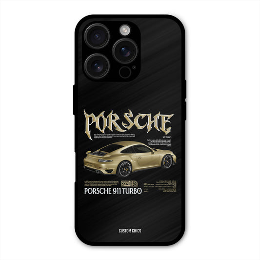 Golden Porsche iPhone 16 Pro Mobile Back Cover - Car&Bike PrintShield Case