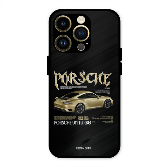 Golden Porsche iPhone 14 Pro Mobile Back Cover - Car&Bike PrintShield Case