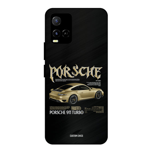 Golden Porsche Vivo Y33s Mobile Back Cover - Car&Bike PrintShield Case