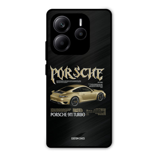 Golden Porsche Redmi Note 14 Mobile Back Cover - Car&Bike PrintShield Case