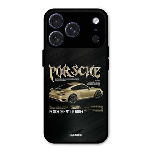 Golden Porsche iPhone 17 Pro Max Mobile Back Cover - Car&Bike PrintShield Case