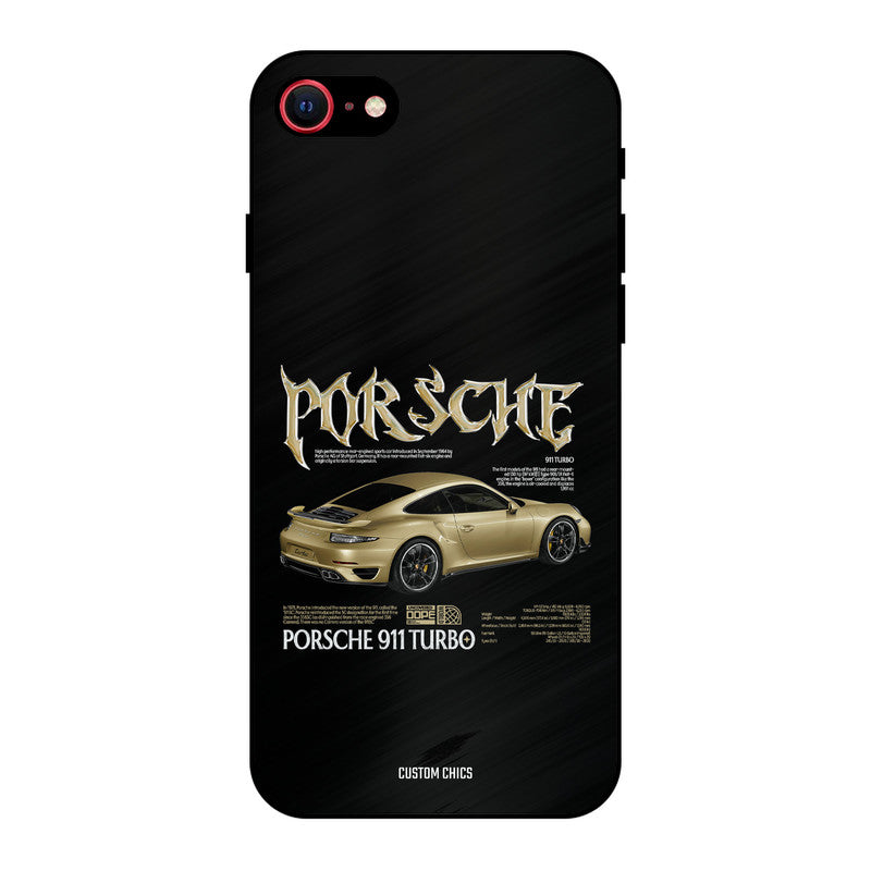 Golden Porsche iPhone SE 2020 Mobile Back Cover - Car&Bike PrintShield Case